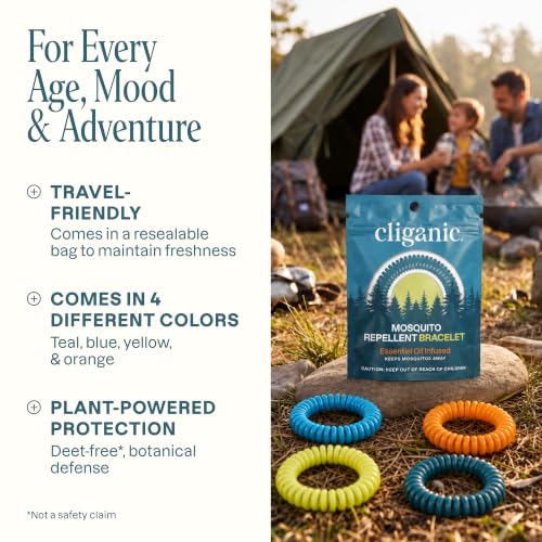 10 Pack Mosquito Repellent Bracelets for Adults & Kids - Natural DEET-Free Bands