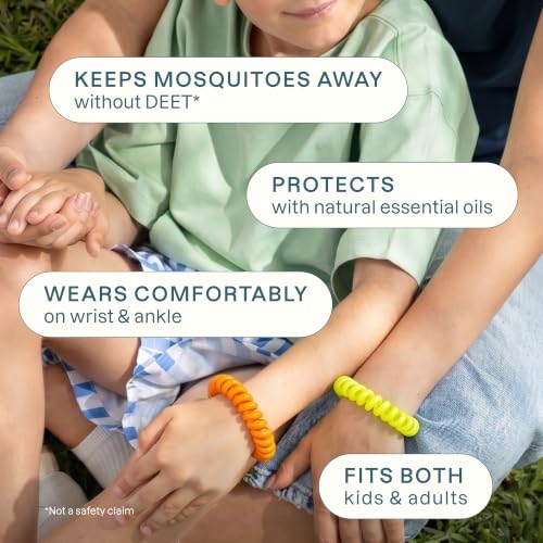 10 Pack Mosquito Repellent Bracelets for Adults & Kids - Natural DEET-Free Bands