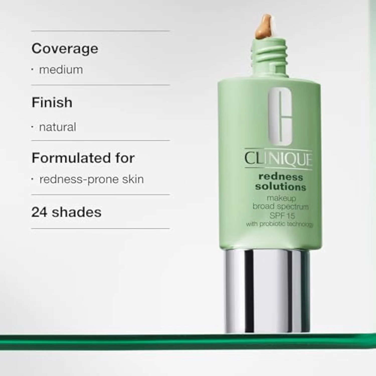 Redness Solutions Liquid Foundation Makeup Broad Spectrum SPF 15 With Probiotic Technology For Redness-Prone Skin| Medium Coverage + Natural Finish, Calming Neutral, 1 Fl