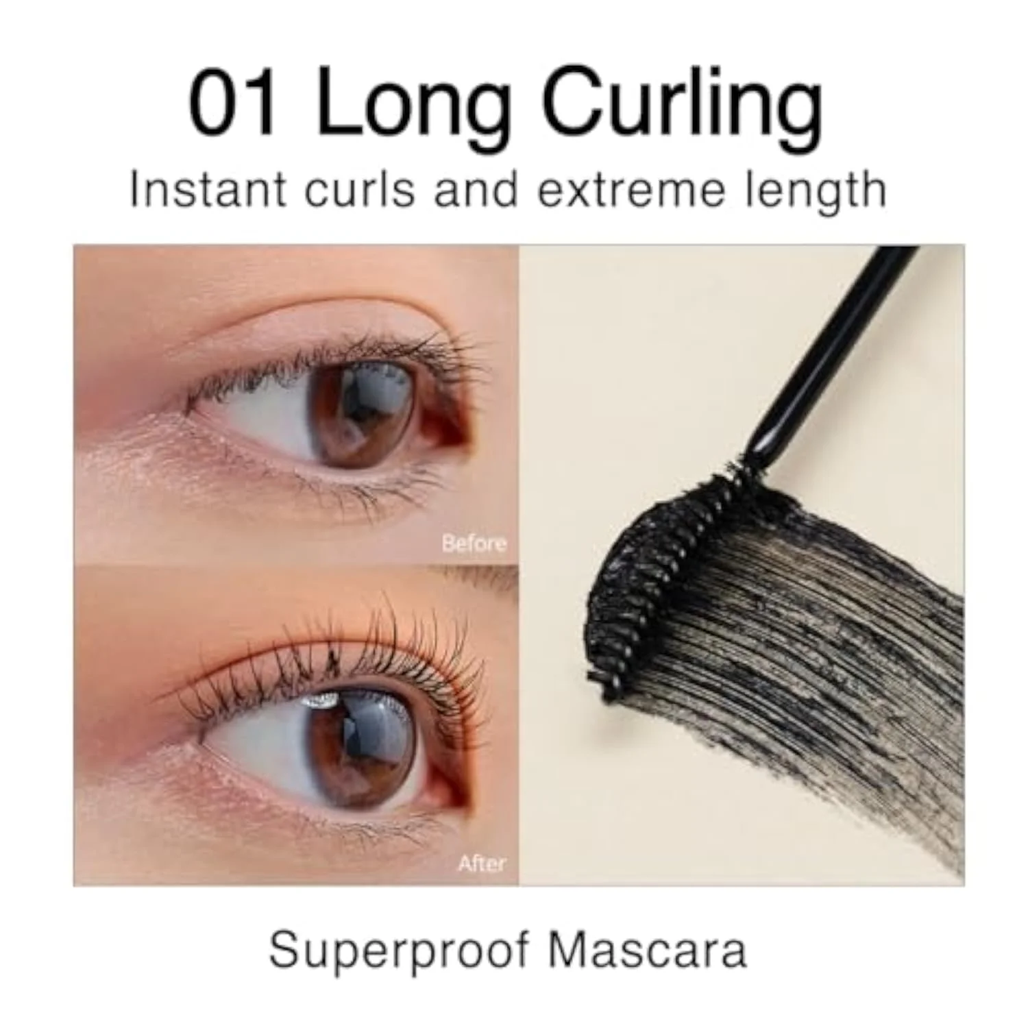 CLIO Kill Lash Superproof Mascara, Waterproof Fiber Lengthening for Straight Lashes, Smudge & Flake-Proof, Clump-Free Lash Extension for Lifted Curl, Safe for Sen