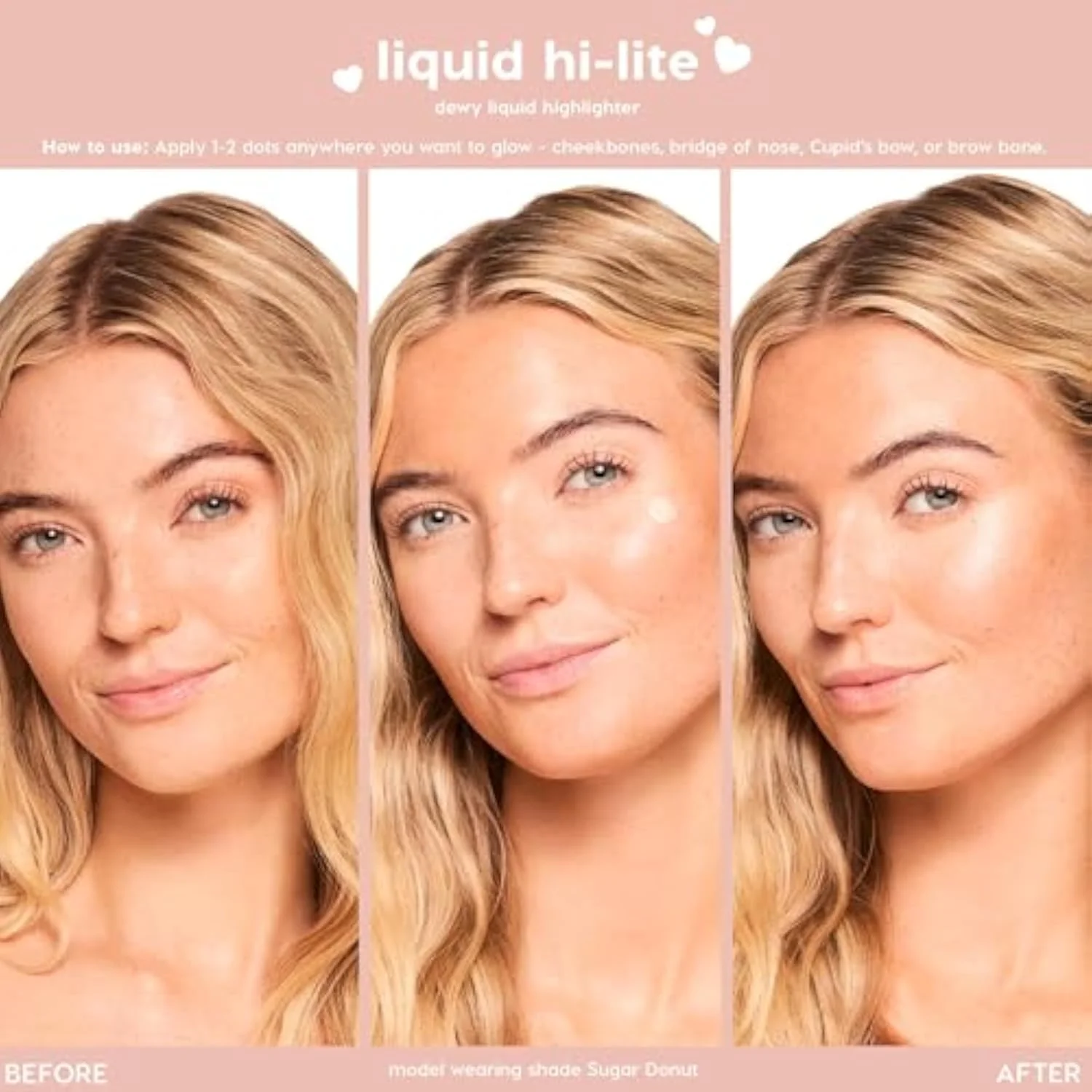 Hi-Lite Dewy Liquid Highlighter - Ultra-Reflective Face & Body Illuminator - Glowy Summer Makeup with Hyaluronic Acid & Niacinamide for a Blendable Glow - Sugar Donut (0.