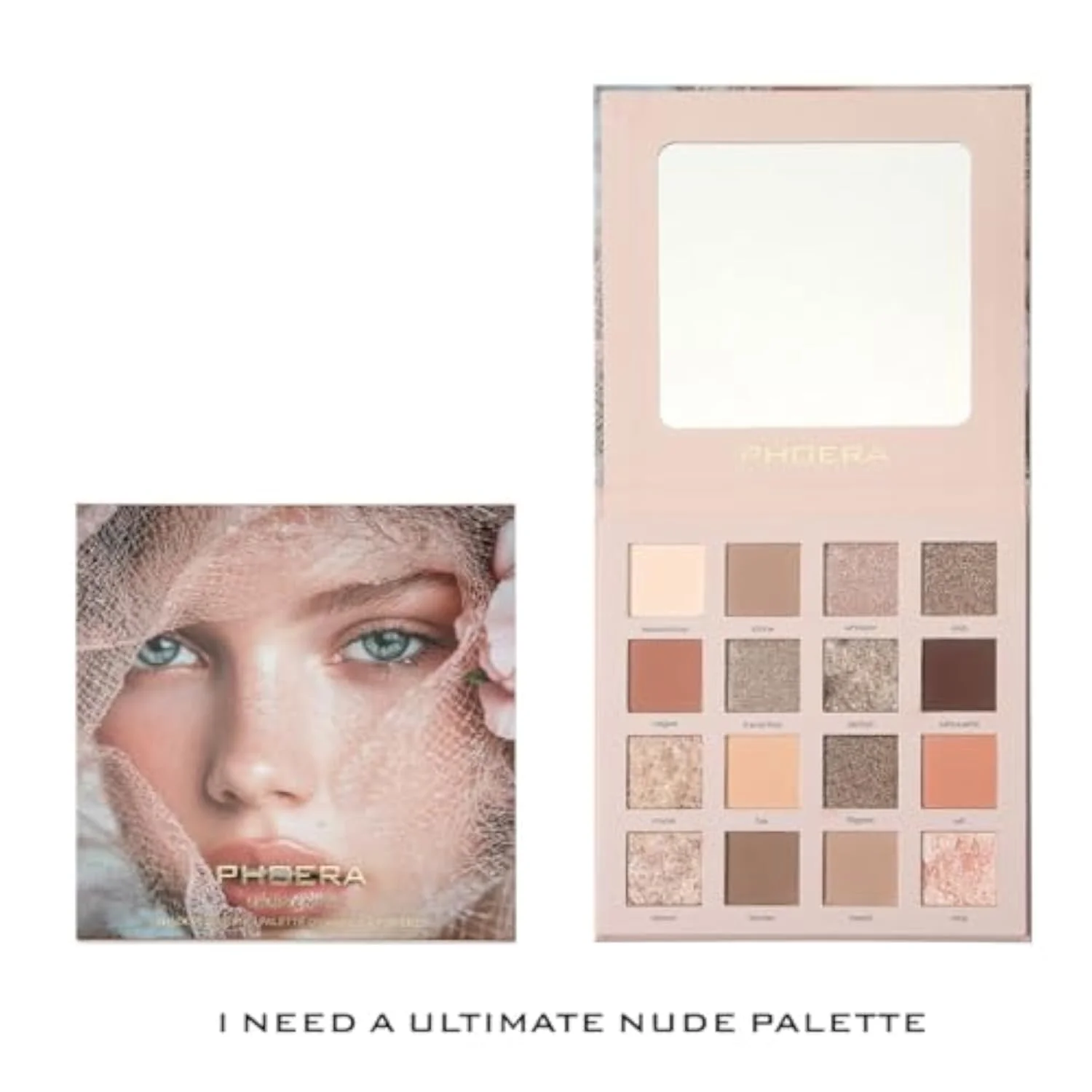 Nude Eyeshadow 16 Palette Creamy Matte Metallic Cream Powder Highly Pigmented Long-lasting no fading creasing or fallout(Nude Palette)