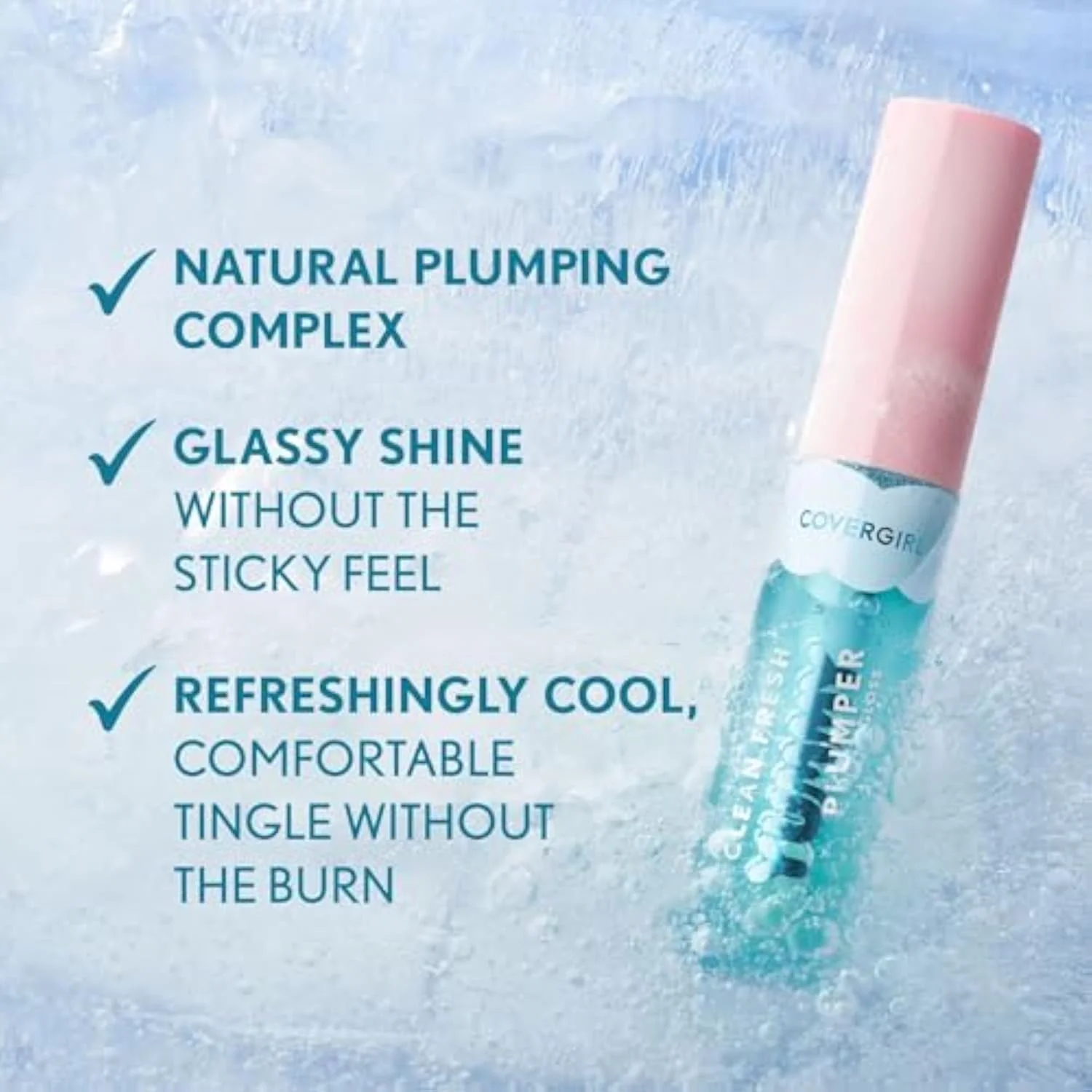 Covergirl Clean Fresh Yummy Plumper Lip Gloss, 820 Pixie Dust, Plumper, Shiny, Vegan Formula, Easy to Apply, Minty Flavor, 0.33oz