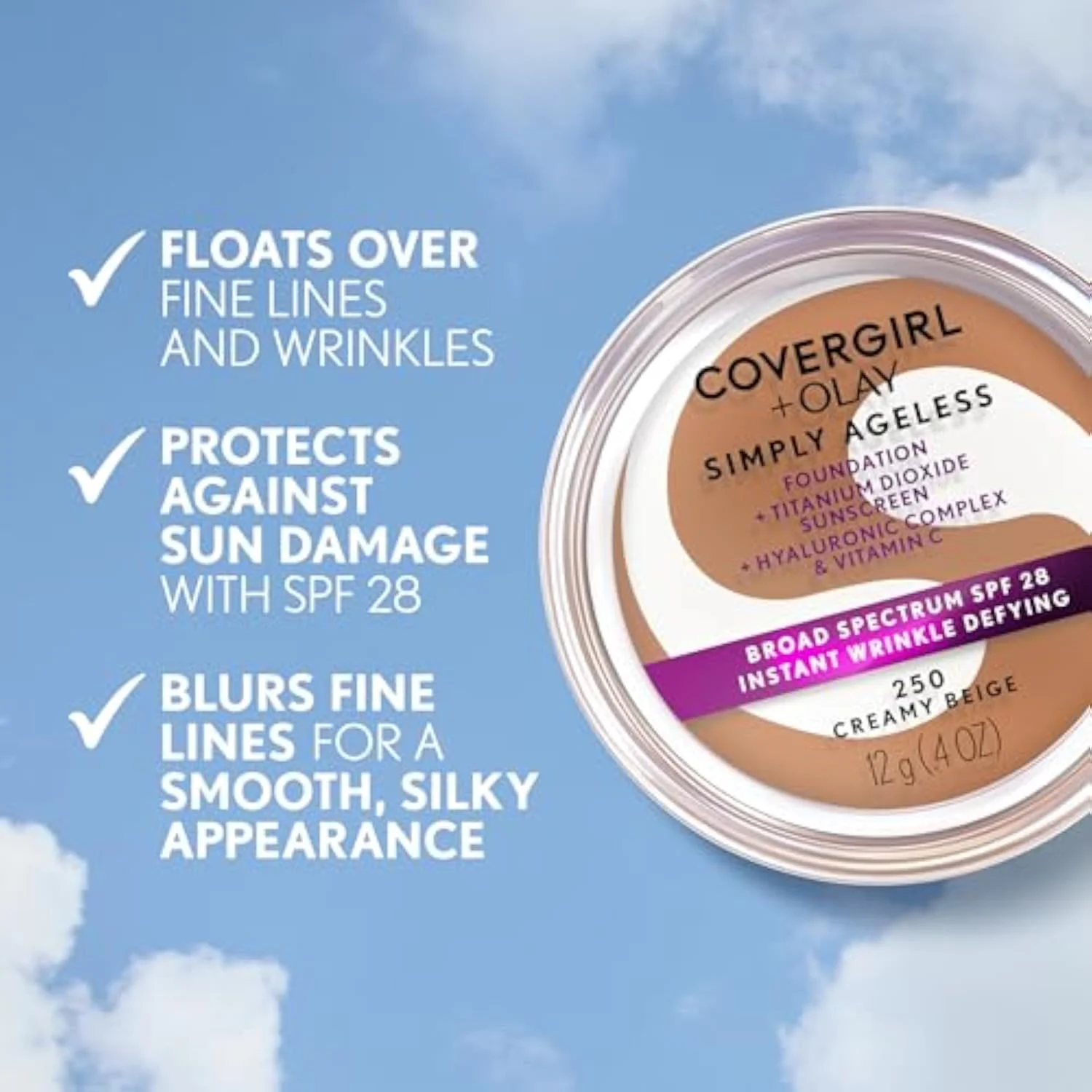 & Olay Simply Ageless Instant Wrinkle-Defying Foundation, Creamy Natural 0.44 Fl Oz (Pack of 1)