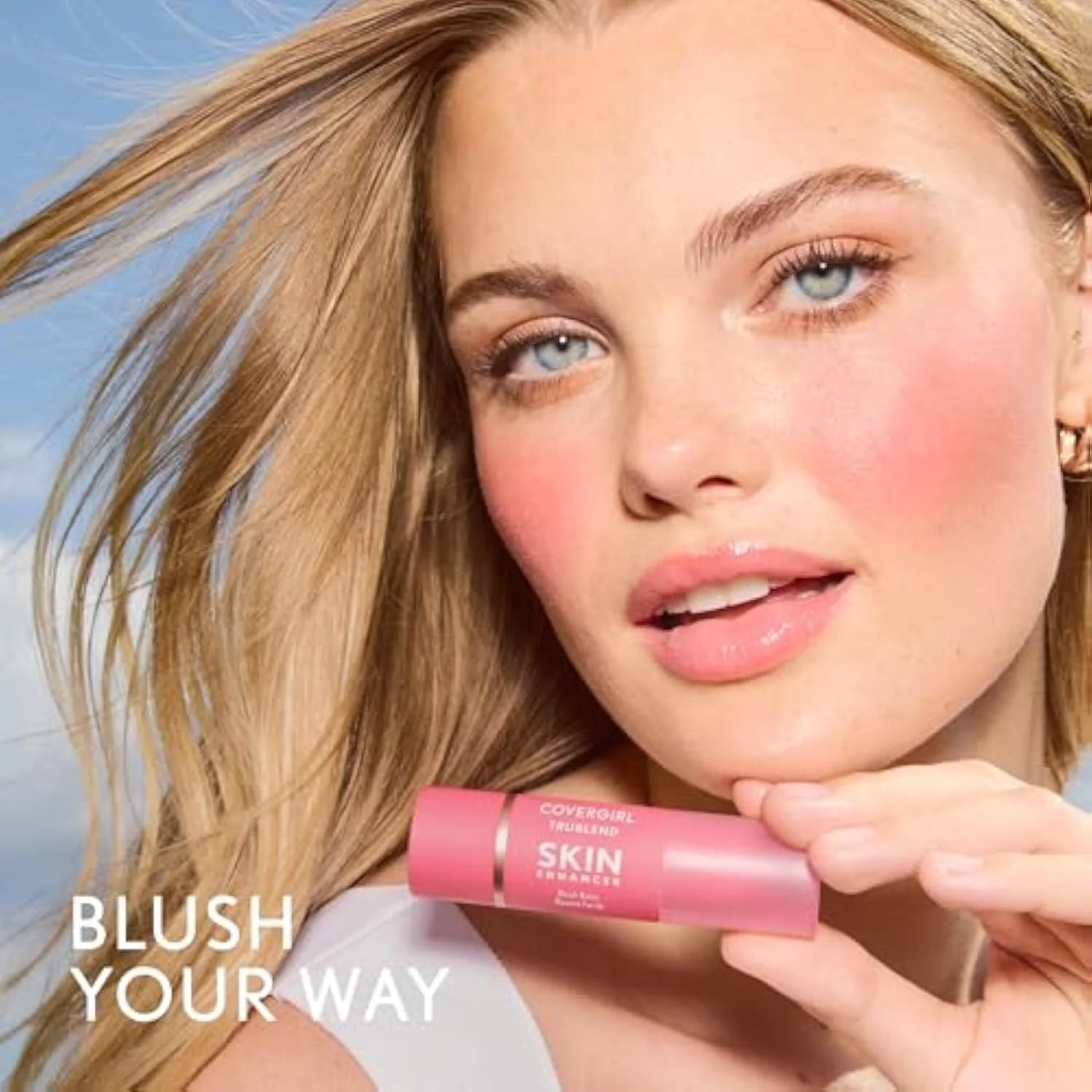 Trublend Skin Enhancer Blush Balm Stick, Vegan Formula, Easy to Use, Glides on Effortlessly, Non-Greasy, Doesn't Crease - 200 Pink Sprinkle (Bright, Warm Pink)