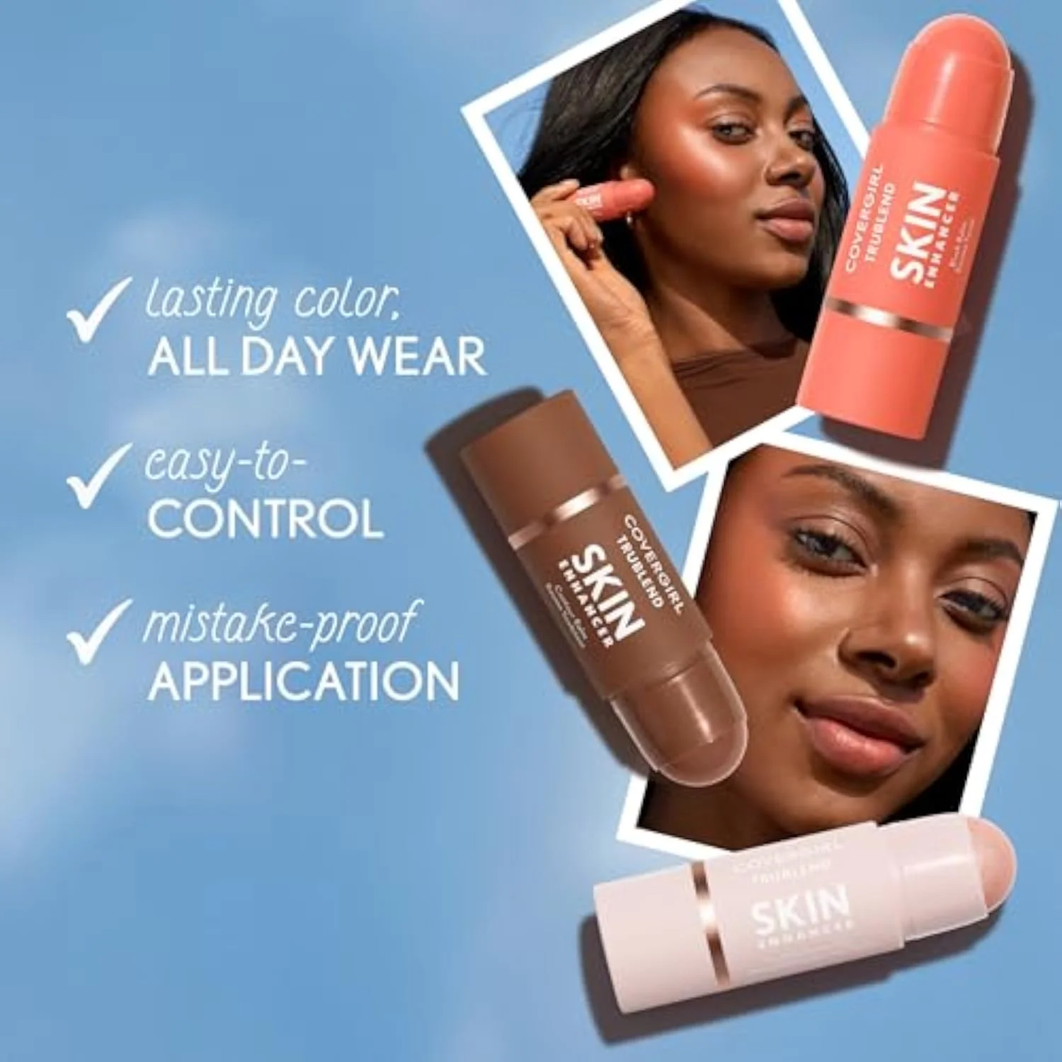 Trublend Skin Enhancer Blush Balm Stick, Vegan Formula, Easy to Use, Glides on Effortlessly, Non-Greasy, Doesn't Crease - 200 Pink Sprinkle (Bright, Warm Pink)