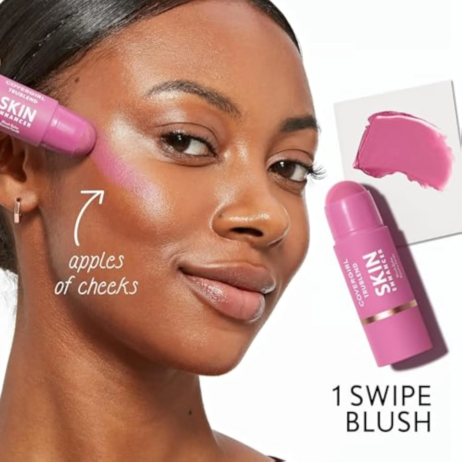 Trublend Skin Enhancer Blush Balm Stick, Vegan Formula, Easy to Use, Glides on Effortlessly, Non-Greasy, Doesn't Crease - 200 Pink Sprinkle (Bright, Warm Pink)