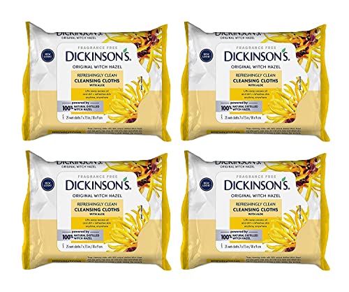 Witch Hazel Cleansing Cloths with Aloe | 25 Ct (Pack of 4)