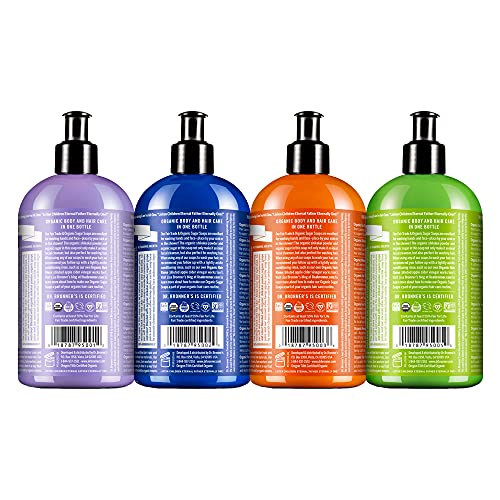 Organic Sugar Soap (12 oz Variety Pack) Lavender, Peppermint, Tea Tree, & Lemongrass - Made with Organic Oils, Sugar & Shikakai Powder, 4-in-1 Use: Hands, Body, Fac