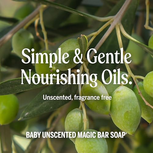 Pure-Castile Bar Soap (Baby Unscented, 5 ounce, 2-pack) - Made with Organic Oils, For Face, Body, Hair, Gentle for Sensitive Skin, Babies, No Added Fragrance, Biode