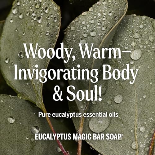 Pure-Castile Magic Bar Soaps - Made with Regenerative Organic Certified Oils - For Face, Body, Hair- Vegan Soap Bars for Men & Women - Eucalyptus 2 pack, 5 oz