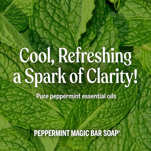 Pure-Castile Magic Bar Soaps (Peppermint, 5oz, 2-Pack) – Made with Regenerative Organic Certified Oils, Soap Bars for Men & Women, Gentle for Face & Body, Vegan, Non-