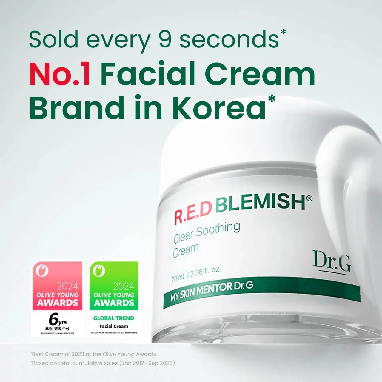 R.E.D. Blemish Clear Soothing Cream - Calming Korean Moisturizer for Redness