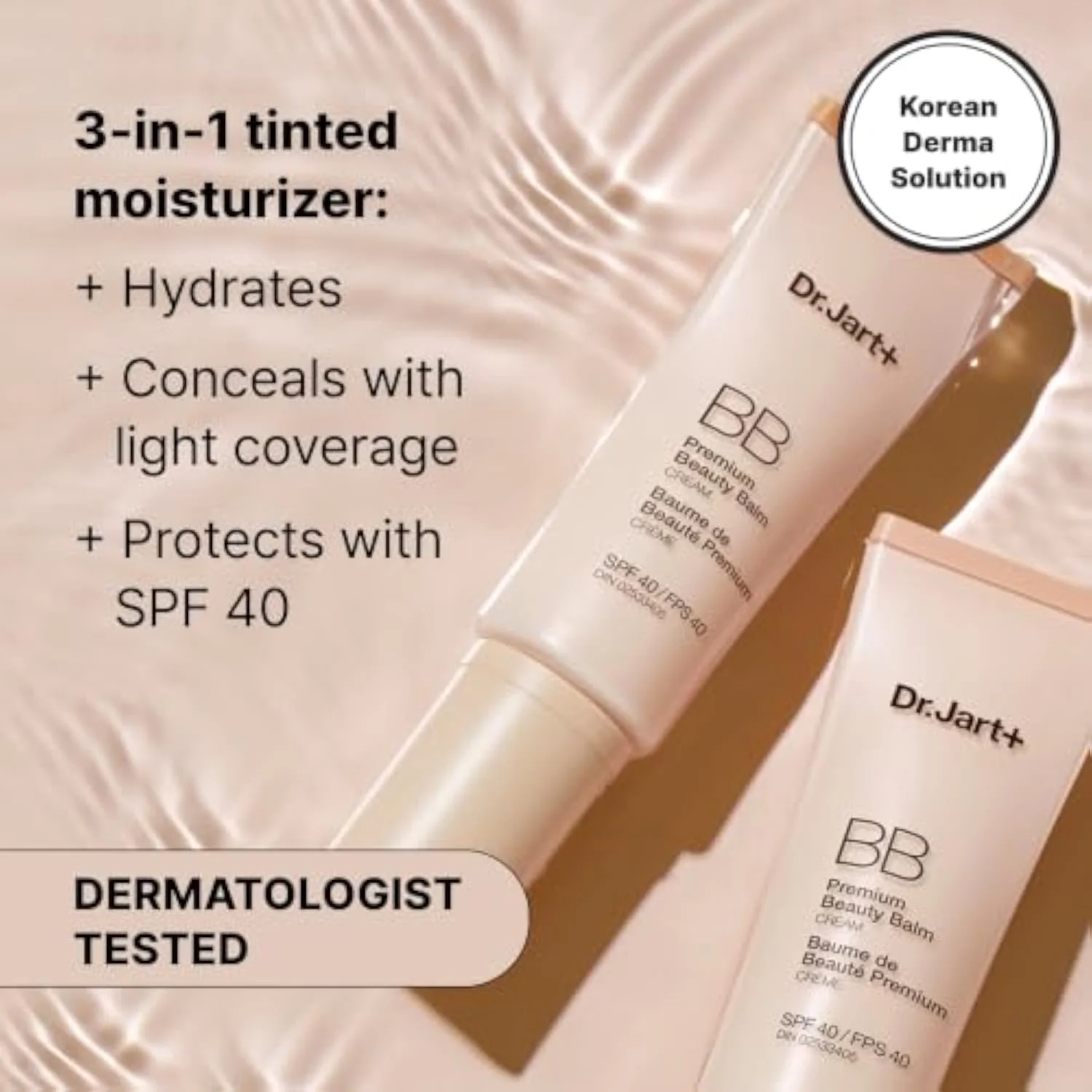 Premium BB Korean Tinted Moisturizer with SPF 40 and Niacinamide | bb cream | Skin Tint | Korean Makeup, Fair-Light, 1.35 Fl Oz
