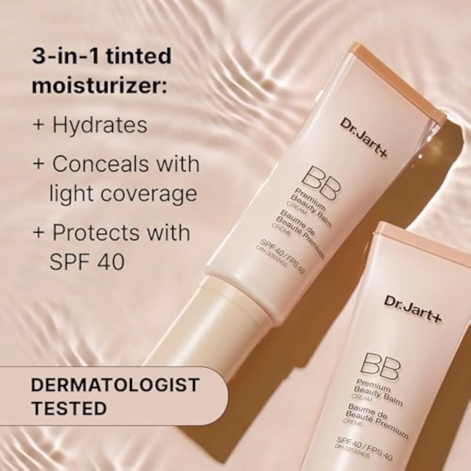 Premium BB Korean Tinted Moisturizer with SPF 40 and Niacinamide | bb cream | Skin Tint | Korean Makeup, Fair-Light, 1.35 Fl Oz