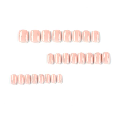 24Pcs Press On Nails Short Square Fake Nails Nude Pink Nails Press Ons Acrylic False Nails