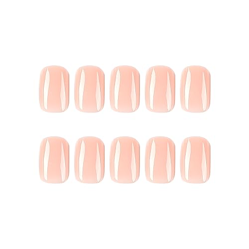 24Pcs Press On Nails Short Square Fake Nails Nude Pink Nails Press Ons Acrylic False Nails