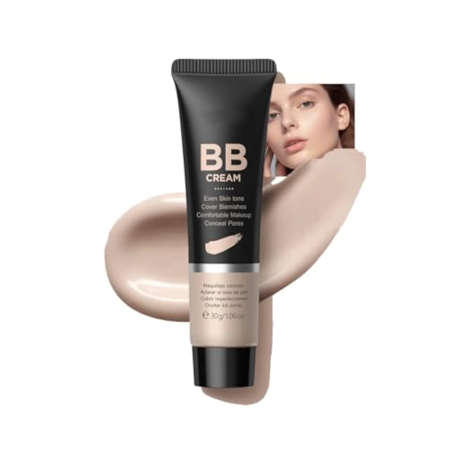 Hydrating BB Cream Tinted Moisturizer, 9Colors Full-Coverage Foundation & Concealer, Brighten Skin Tone & Cover Pores, Oil Control & Cover Flaws,Natural Finish for All S
