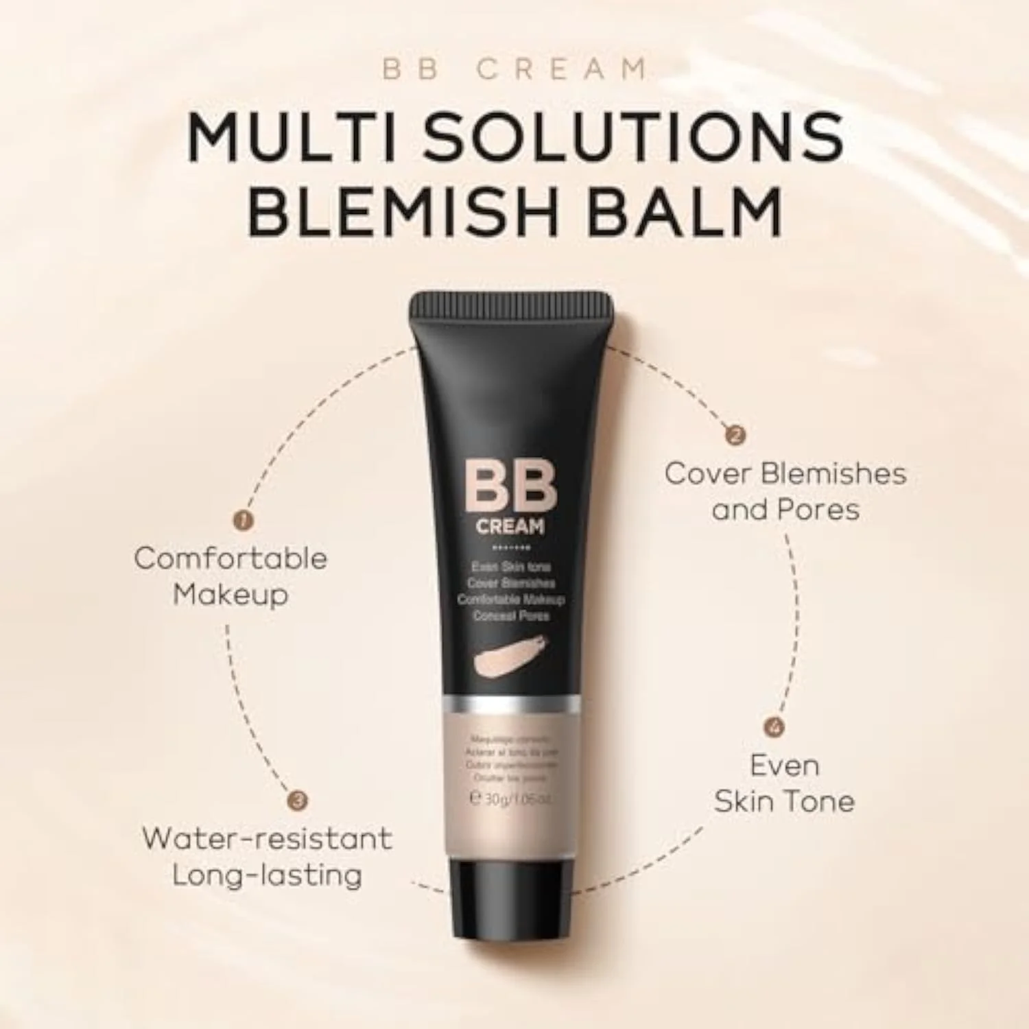 Hydrating BB Cream Tinted Moisturizer, 9Colors Full-Coverage Foundation & Concealer, Brighten Skin Tone & Cover Pores, Oil Control & Cover Flaws,Natural Finish for All S