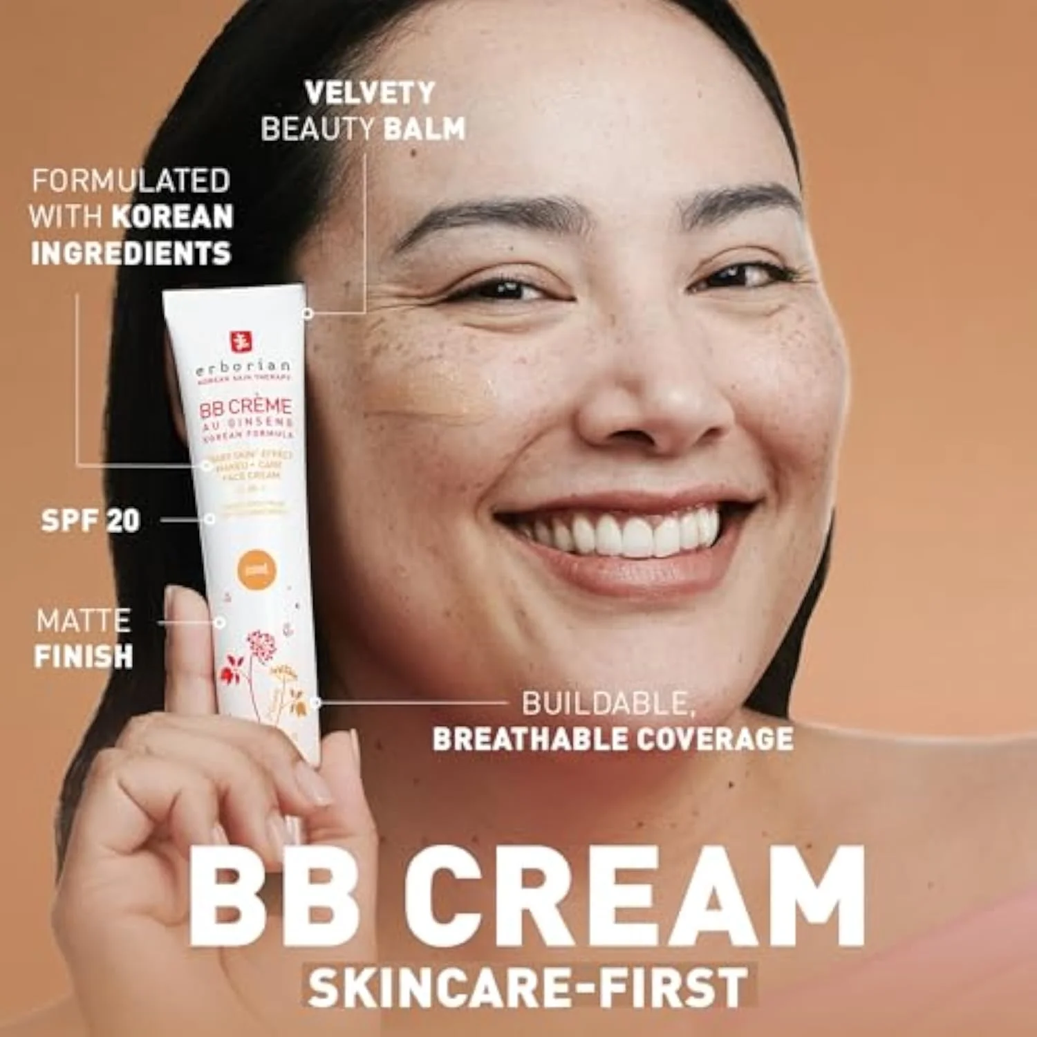 BB Cream with Ginseng, Fair (Clair) - Lightweight Buildable Coverage with SPF 20 & Ultra-Soft Matte Finish Minimizes Pores & Imperfections - Korean Face Skincare - 0.5 Oz