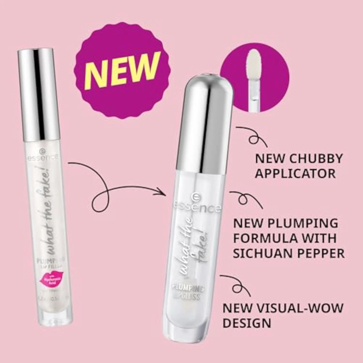 essence What The Fake! Plumping Lip Gloss, Transparent (100 | Sheer Genius)