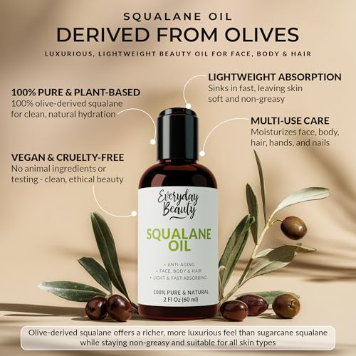 Squalane Oil 100% Pure Plant Derived 2 Fl Oz