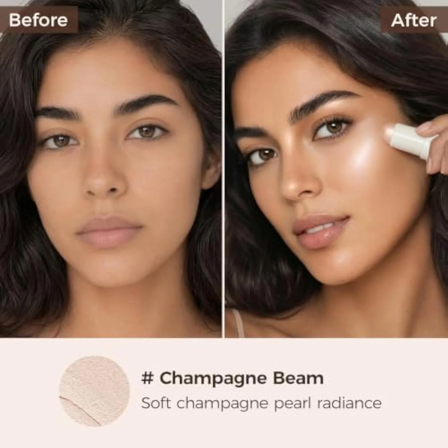 Exmiloo Highlighter Stick, Natural Champagne Glow Cream Makeup for Face