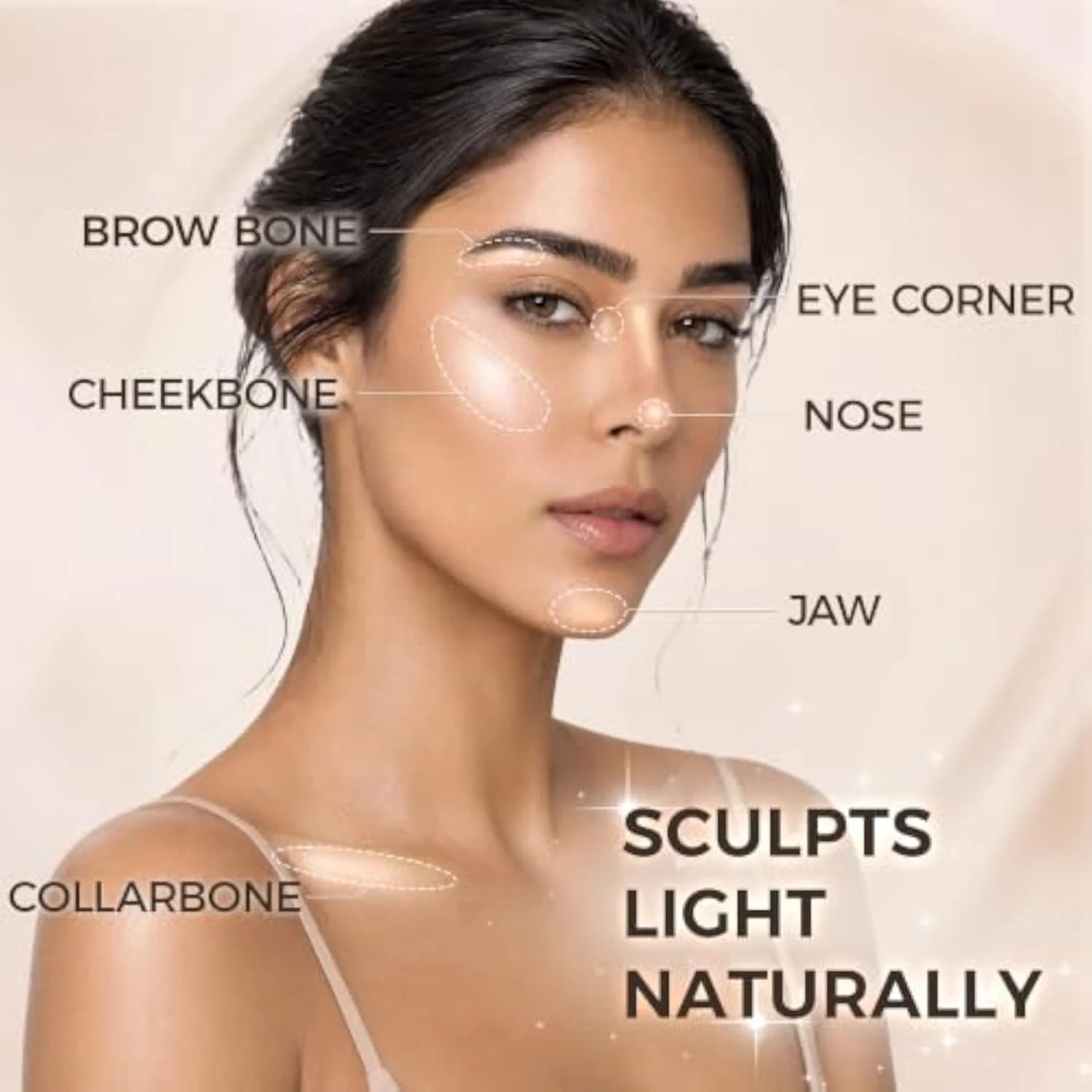 Exmiloo Highlighter Stick, Natural Champagne Glow Cream Makeup for Face