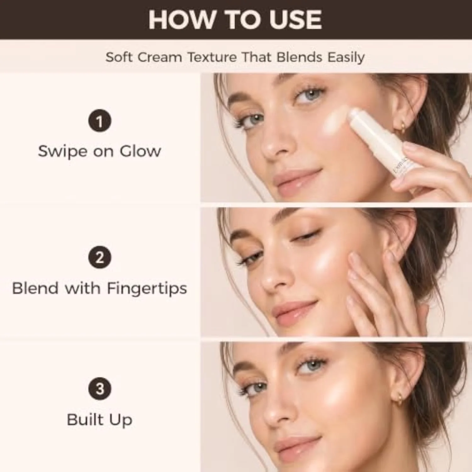 Exmiloo Highlighter Stick, Natural Champagne Glow Cream Makeup for Face
