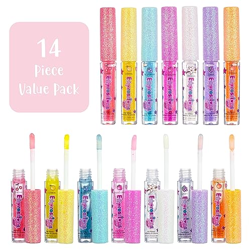 14pc Fruity Flavored Lip Gloss Set - Assorted Fruit Flavor Lip Glosses