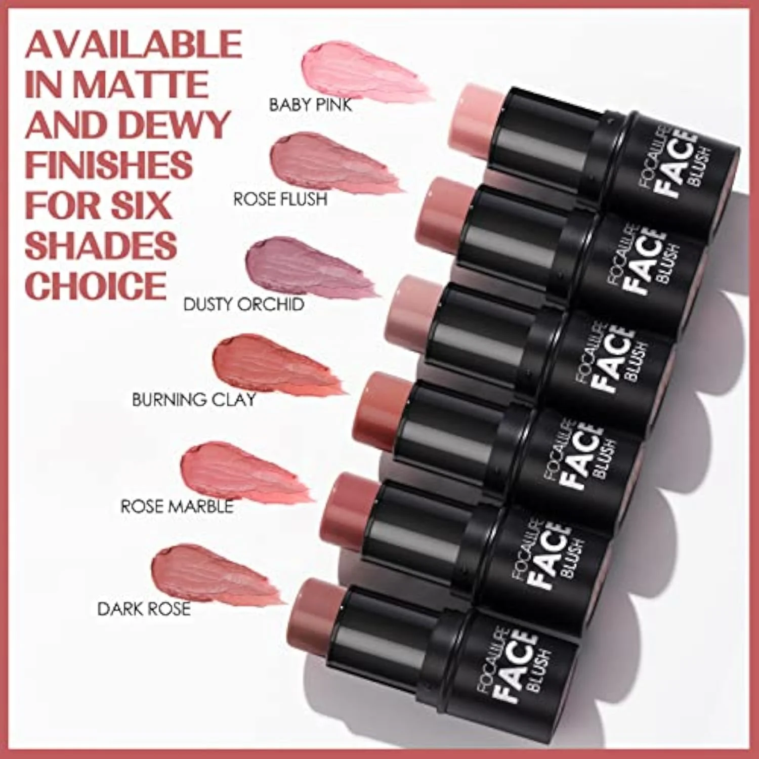 Cream Blush Makeup,Buildable Blush Stick for Cheeks,Matte and Dewy Finish,Long Wearing,Easy Application,Lightweight Multi Stick,ROSE FLUSH