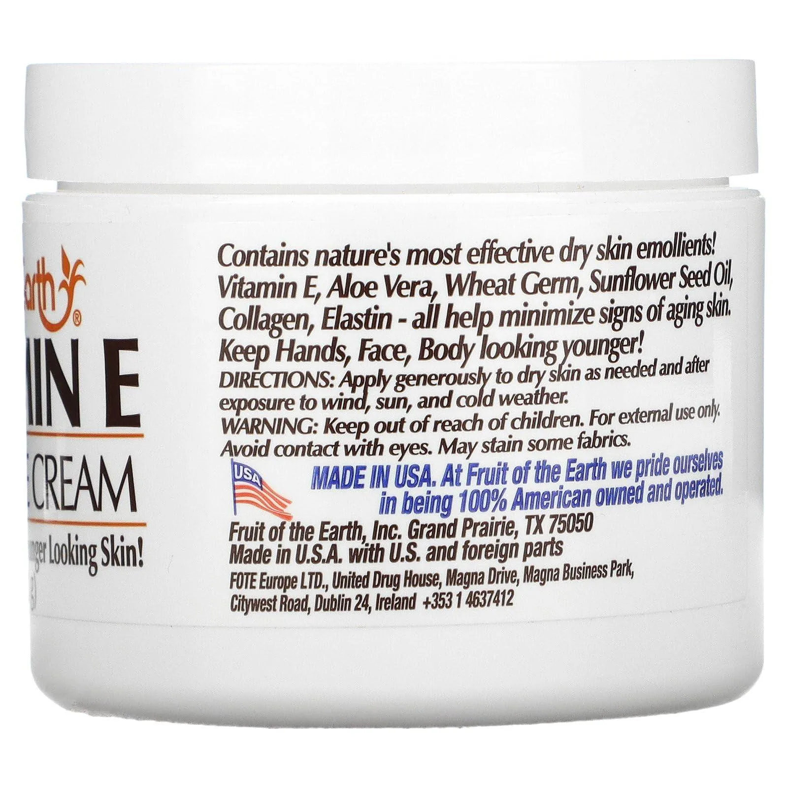 Fruit Of The Earth Bogo Cream Vitamin-E 4 Ounce Jar (113g)