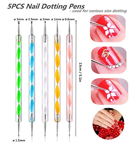 5PCS Dotting Pens with 3 PCS Nail Painting Brushes