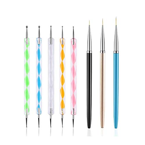 5PCS Dotting Pens with 3 PCS Nail Painting Brushes