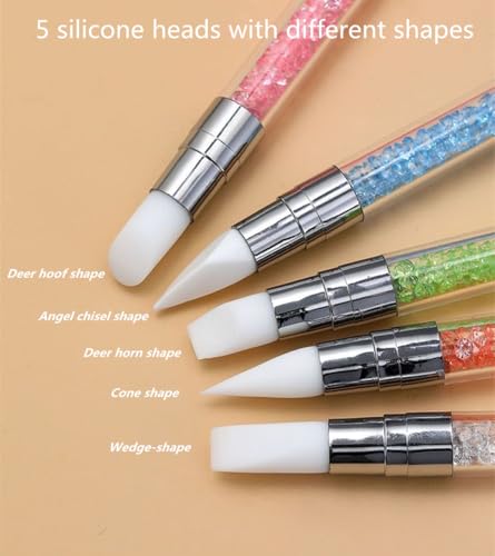 5pcs Nail Sculpture Pen - Dual Tipped Silicone Nail Tools