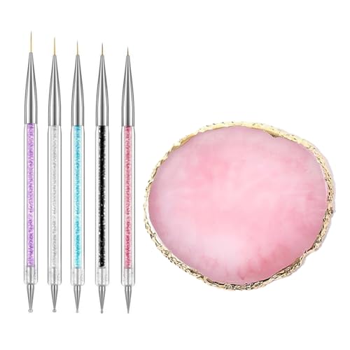 Resin Nail Art Palette with 5 Pcs Nail Art Brushes
