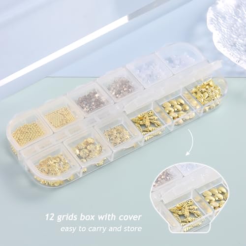 3D Beach Nail Charms Gold Seashell Tropical Ocean Decorations