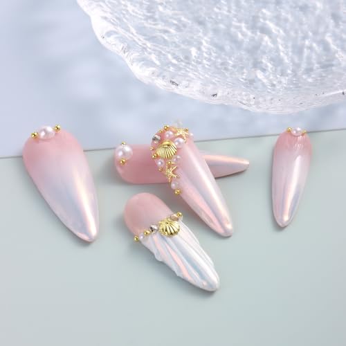 3D Beach Nail Charms Gold Seashell Tropical Ocean Decorations
