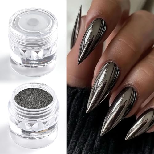 Furtherpretty Black Chrome Nail Powder Set