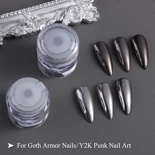 Black Chrome Nail Powder Set
