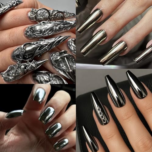 Black Chrome Nail Powder Set