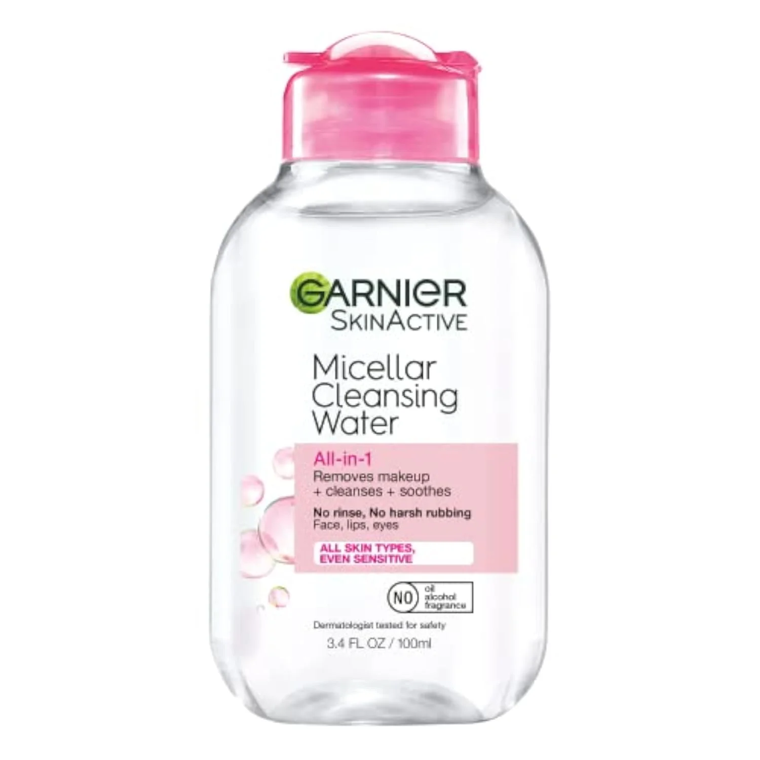 Micellar Cleansing Water, All-in-1 Makeup Remover and Facial Cleanser, For All Skin Types, 3.4 Fl Oz (100mL), 1 Count (Packaging May Vary)