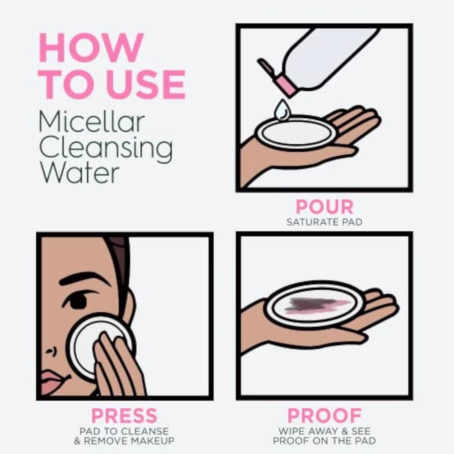 Micellar Cleansing Water, All-in-1 Makeup Remover and Facial Cleanser, For All Skin Types, 3.4 Fl Oz (100mL), 1 Count (Packaging May Vary)