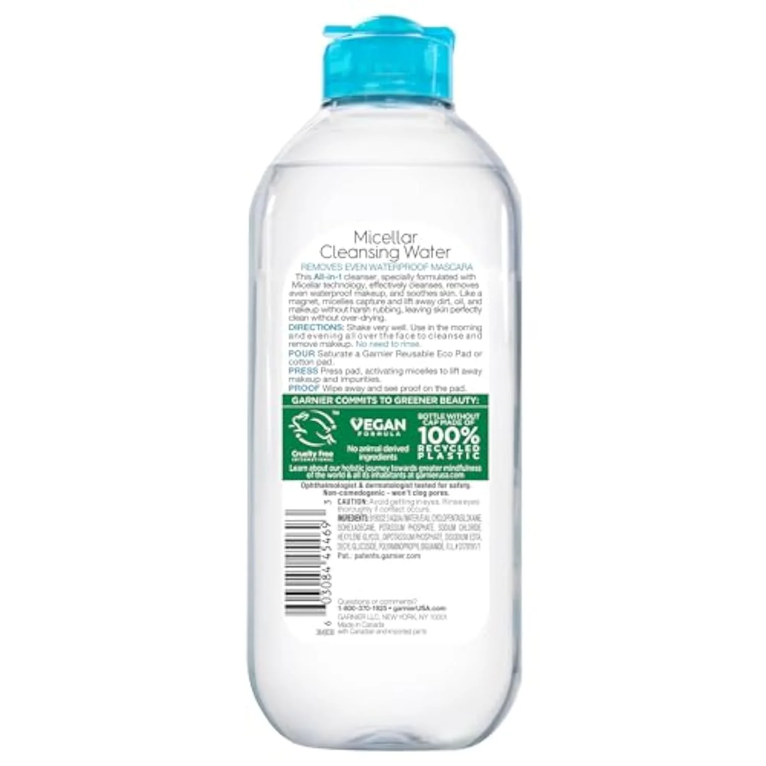 Micellar Water For Waterproof Makeup, Hydrating Facial Cleanser & Makeup Remover, Suitable for Sensitive Skin, Vegan, Cruelty Free, 13.5 Fl Oz (400mL), 1 Count