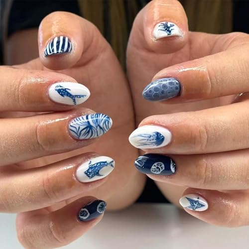 Summer Press on Nails Short Oval