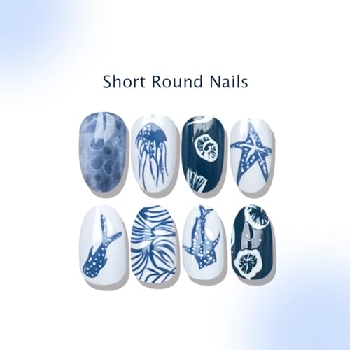 Summer Press on Nails Short Oval