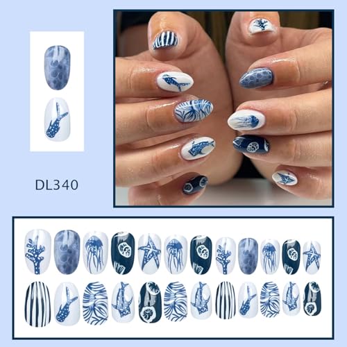 Summer Press on Nails Short Oval