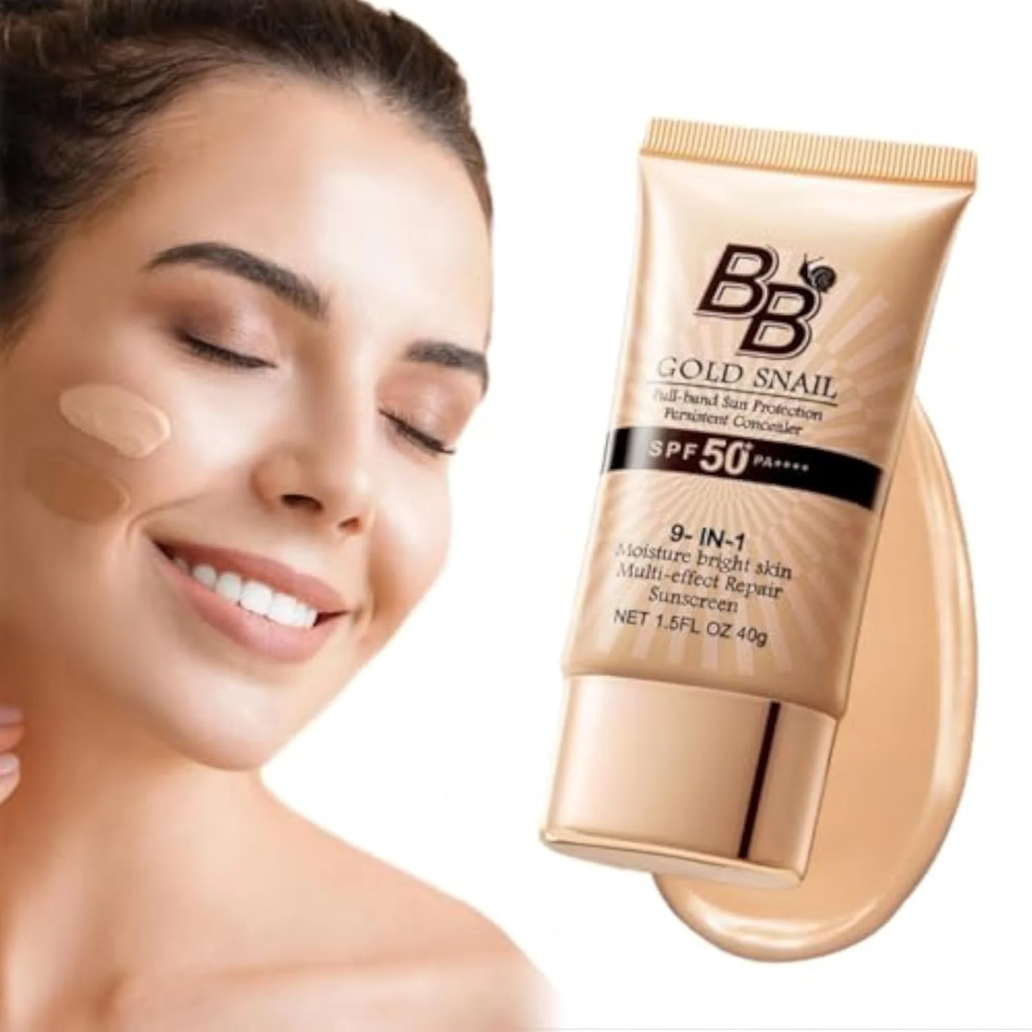 Korean BB Cream with SPF 50, 9 in 1 BB Cream Sunscreen SPF 50 Korean Waterproof Sweatproof, Foundation Full Coverage Tinted Moisturizer, Facial Concealer for Oily Skin, Dry