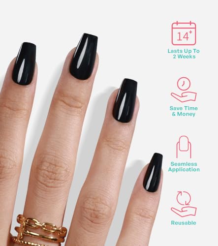 GJZEZ solid black soft gel press-ons