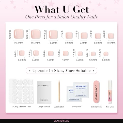 Light Pink Press on Toenails Short